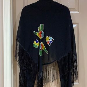 Black Rayon shawl with beaded accent